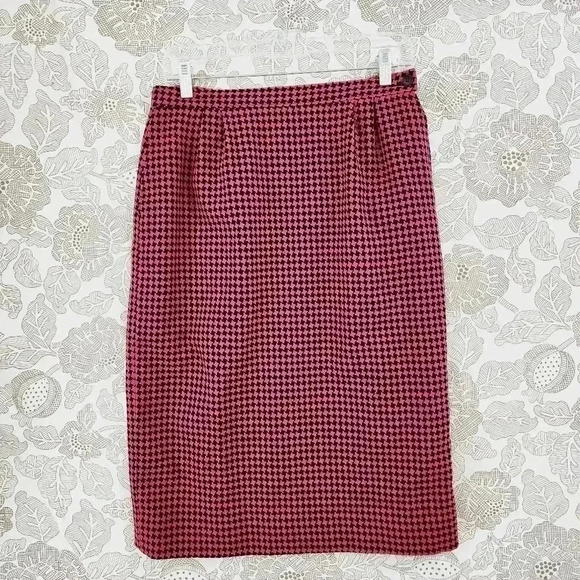 Vintage Pendleton Virgin Wool Checkered Pencil Skirt Size 10  3320 - Picture 1 of 11